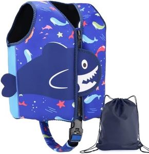 Nigecue Hochwertige Schwimmweste aus Neopren, ideale Schwimmhilfe für Baby Kinder Jungen und Mädchen, Verstellbarem Schrittgurt, inkl. Kordelzugtasche, Größe: M für 3 bis 6 Jahre / 19-30KG