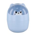 Desktop Trash Can with Lid, Cute Mini Desk Bin, Plastic Garbage Bin for Office Bedroom, Small Cartoon Bear Flip-Type Dustbin, Removable Pen Holder (Blue)