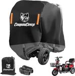 CoukouCover Mobility Scooter Storage Cover, All-Weather Waterproof and Durable, Suitable for 56 inches Long,with Reflective Strips Windproof Triangle Straps (Black&Grey XL)