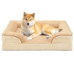 JOYELF Orthopedic Dog Bed for Medium Dogs, Foam Sofa Couch Bed, Bolster Waterproof Pet Bed with Removable Washable Cover and Nonskid Bottom, Durable Dog bed Couch for Small to Medium Dogs -Khaki