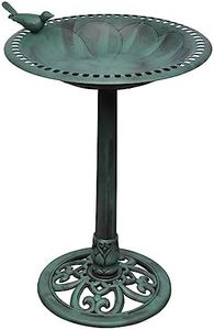 'vidaXL Bird Bath with Decorative Bird - Weather-Resistant Plastic Bird Drinking and Bathing Station for Garden, Patio, Balcony - Green