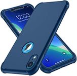 ORETECH Designed for iPhone XR Case with [2 x Tempered Glass Screen Protector] 360 Full Body Shockproof Anti Scratch Protection Cover Hard PC Soft Rubber Silicone Case for iPhone XR 6.1''2018 Blue