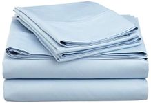 650 Thread Count 4 Piece Sheet Set on Amazon (1 Flat, 1 Fitted, 2 Pillow Cases) Queen (60" X 80") Light Blue Solid Fits Mattress Upto 9 Inch Deep Pocket 100% Egyptian Cotton