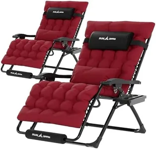 UDPATIO Oversized Zero Gravity Chair Set of 2, 29In XXL Patio Reclining Chair with Cushion, Outdoor Folding Recliner with Pillows|Cup Holder|Foot Rest|Padded Headrest, Burgundy, Support 500LB