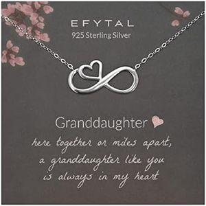 EFYTAL Granddaughter Gifts From Grandma, Granddaughter Necklace, Sterling Silver or Gold Plated Infinity Necklace for Women, Granddaughter Birthday Gifts, Mothers Day Grandma Gifts, Grandma Birthday