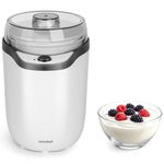 VonShef Yoghurt Maker Machine – Yogurt Maker with Strainer & Recipes Included, 1.8L, Ideal for Greek & Natural Yoghurt with No Sugars or Preservatives, Easy Cleaning & Simple Operation - White