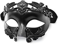 MYSEUNI Black Masquerade Mask for Men - Greek Roman Venetian Mask Mardi Gras Mask