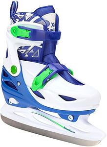 Xino Sports Adjustable Ice Skates - for Girls and Boys, Two Awesome Colors - Blue and Pink, Soft Padding and Reinforced Ankle Support, Fun to Skate!… (Blue, Medium - 1-4)