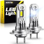 AUXITO 2024 Upgraded H7 LED Headlight Bulbs, 450% Brighter, 6500K White, Wireless 1:1 Mini Size H7ll Headlight LED Bulb, No Adapter Required, Non-Polarity, Plug and Play, Pack of 2