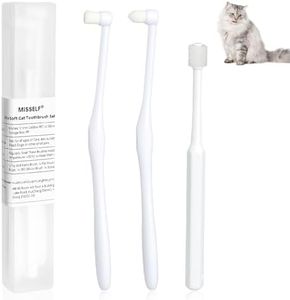 MISSELF Ultra Soft Cat Toothbrush, Tooth Brushes for Small Breed Dogs or Cats, 360 Silicone Kitten Teeth Brush, Micro Head Pet Dental Care with Case 3 Styles