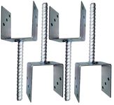 4 x Fence Posts Support U Type Pergola Brackets Extender Foot Shaped Concrete in "U" Heavy Duty Posts Anchor Tool Spikes Steel Galvanised 4mm Thick 100 x 100 x 60mm- 4 Inch x 4 Inch x 2.3 Inch