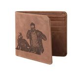 Karmanah Customized Photo Engraved Genuine Leather Men's Wallet | Pure Leather Wallet for Men with Personalized Engraving | Wallet Gifts for Men | RFID-Protected Leather Wallet | Light Brown