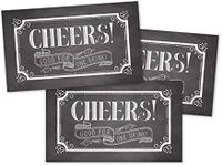 50 Rustic Chalk Drink Ticket Coupons for a Free Drink at Weddings, Work Events or Party Bar, One Free Beer Wine Alcohol Soft Drink or Food Vouchers, Cheers Large Drinking Paper Raffle Cards