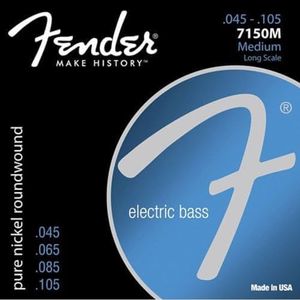 Fender 7150M Pure Nickel Roundwound Long Scale Electric Bass Guitar Strings - Medium