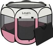 Love's cabin Pet Puppy Dog Playpen, Large Dog Tent Crates Cage Indoor/Outdoor, Portable Playpen for Cat, Foldable Pop Up Dog Kennel Playpen with Carring Case, Removable Zipper Top, Pink