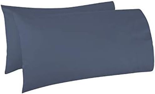 Pizuna Funda Almohada Algodon 45x75, Tejido Satinado de Lujo 100% algodón de Fibra Larga de 400 Hilos Lote de 2 Fundas de Almohada con Solapa de 15 cm en un Lado (Funda Almohada Azul Oscuro)