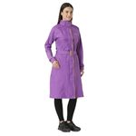 Zeel Rain Coat for Women Waterproof High Neck Polyester Rainwear with Adjustable Drawstring and Pocket, Hooded Long Rain Coat Jacket with Belt,DIVA Purple Yellow 3XL