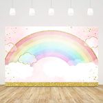 Ticuenicoa 5x3ft Rainbow Backdrop Baby Shower Background Pink Gold 1st Birthday Photography Backdrops Watercolor Cloud Girls First Birthday Party Decoration Cake Table Banner Kids Photo Booth Props