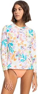 Roxy Women’s Sea Skippin UPF 50 Long Sleeve Rashguard, Snow White Pualani Combo 231, Medium