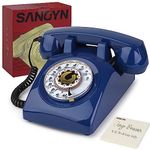 Retro Rotary Dial Phone Sangyn 1960s Vintage Landline Telephone Old Fashioned Corded Phones with Mechanical Ringer for Home Office Desk