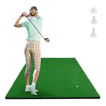 Tangkula 5ft x 3 ft Golf Hitting Mat, Artificial Turf Grass Mat with 3 Rubber Golf Tees for Hitting, Driving & Chipping Practice, Indoor & Outdoor Portable Golf Stance Mat for Pros & Beginners