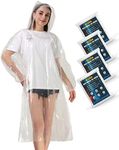 Airpler Disposable Rain Ponchos for Family Adults 4 Pack (Clear) - Emergency Adult Rain Poncho with Drawstring Hood