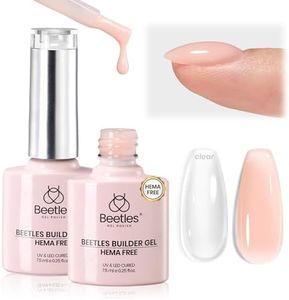 Beetles Builder Gel for Nails Hema-Free,2PCS 7 in 1 Clear & Nude Strengthener Gel for Building Nail Apex & Extension LED Lamp Cured Sensitive Nails Friendly for Beginners & DIY Salon Manicure