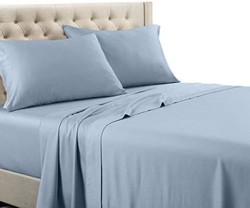 Royal Tradition Solid 600-Thread-Count, 100-Percent Cotton, 22-Inch Super Deep Pocket Queen Bed Sheets Set, Blue
