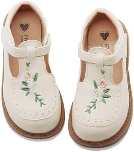 Elcssuy Toddler Girls Shoes Girl's Dress Shoes School Uniform Shoes Loafer Flats Beige Size 10