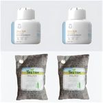 Shoe Cabinet Deodorant, Blue Bell Scent, 2-Pack (6.35oz Each) + 2 Activated Carbon​. Developed for Shoe Cabinet's Complex Odors, Eliminates (Ammonia, H2S, VOCs) Not Masking, 90-Day 24/7, Plant-Based.