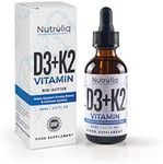 Nutroliq Vitamin D3 + K2 Liquid Drops - 4000IU Vit D3, 100mcg Vit K as MK7, MCT, Extra Virgin Olive Oil - For Immune & Bone Health, Better Energy, Calcium Absorption - Natural Peppermint Flavour, 60ml