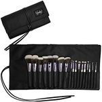 NANSHY Makeup Brush Roll Up Case Wrap Wallet without Brushes (18 Pockets, Black) Travel Friendly Holder & Portable Organiser Bag with Flap & Adjustable Strap