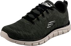 Skechers Men's Track Front Runner Lace-up Sneaker Oxford, Olive Knit Black Trim, 11 UK