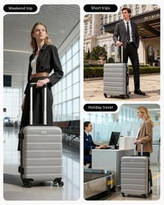 COOLIFE 28" Large Hard Shell Suitcase – Lightweight ABS+PC, Spinner Wheels, Silver