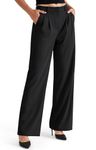 Libin Women's Wide Leg 29"/31" High Waisted Pants Business Work Slacks Pants Dress Yoga Golf Casual Trousers,Black,8