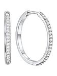 PROSTEEL Huggie Hoop Earrings for Women, Hypoallergenic 925 Sterling Silver Post Lightweight Small Sleeper Cartilage Earrings Tiny Cubic Zirconia Hoops 20mm (With Gift Box)