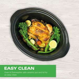 Hamilton Beach 6.5L Slow Cooker – Removable Ceramic Pot, Stainless Steel