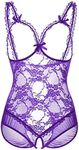 ALLureLove Plus Size Lingerie for Women Sexy One-Piece Teddy Valentine's Day Lingerie Bodysuit, Purple, 4X-Large