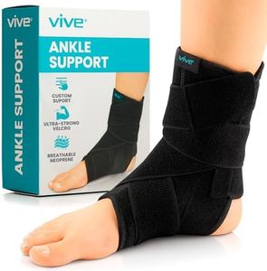Vive Sprained Ankle Brace for Women, Men - Right or Left Compression Foot Immobilizer Support - Basketball, Volleyball Neoprene Stabilizer Wrap Protector - Tendonitis, Heel Spur, Running Feet Sprain