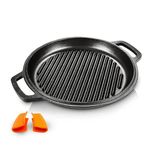 CountryCook Pre-Seasoned Cast Iron Grill Pan/Griddle 30cms, 3.3kg Heavy Duty | Gas & Induction Friendly Loha | Barbeque, Sandwich Maker, Tandoori Non Toxic, Enamel/Coating Free