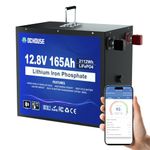 DC HOUSE 12V 165Ah LiFePO4 Lithium Battery, Bluetooth & Low Temp Protection, Safer Metal Case, 12V Lithium Battery Up to 15000 Cycles, 120A BMS, Perfect for Trolling Motors, Marine, Boat, Solar