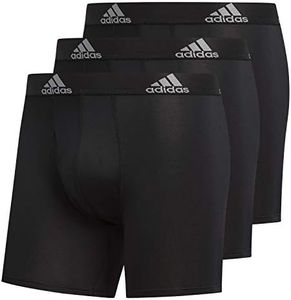 adidas Men's Performance Boxer Brief Underwear (3-Pack) Boxed, Black/Light Onix Grey, Small