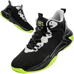 Beita Basketball Shoes for Men High Upper Sneakers Breathable Sports Shoes Anti Slip Black/Green