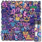 100 PCS Water Bottle Stickers, Cute Vinyl Waterproof Stickers Cartoon Stickers Aesthetic Laptop Stickers for Phone Skateboard Scrapbook Luggage Car Decals for Adults Teens Kids Girls, Neon