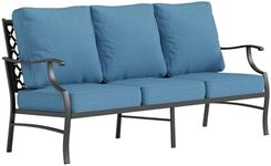 SUNSHINE VALLEY Metal Patio Furniture Sofa with 5.75" Extra Thick Waterproof Cushion, 3-Seater Deep Seating & High-Back Outdoor Couch All Weather Outdoor Seating for Backyard Deck Porch, Navy