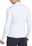 FitsT4 Men's Thermal Fleece Lined Mock Neck Baselayer Tops Long Sleeve Running Athletic Shirt with Thumbholes White L