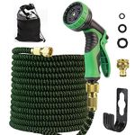 Expandable Garden Hose Pipe Spray - Flexible Lightweight Magic Hose with 3/4", 1/2"Fittings Garden Hose Pipe 10 Modes Function Water Spray Gun Watering Long Hose for Gardening Plants (50ft/15m)