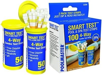 Poolmaster 22200 Smart 4-Way Swimming Pool and Spa Water Chemistry Test Strips, 100 Count, 2 Pack, Made in The USA, Yellow