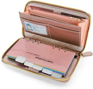 Cash Envelope System Wallet - Budget Wallet with Cash Envelopes All in One,Money Wallet Organizer for Women Budgeting with Monthly Budget Cards & Yearly Budget Planner Sheet RFID Blocking(Rose Gold)