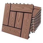 Cheston Interlocking Tiles for Floor I Interlocking Wooden Tiles for Garden, Balcony & Poolside I Weather & Water Resistant I Quick Flooring Solution I 12" X 12" Deck Tiles (Set of 12, Walnut Brown)